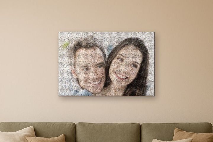 Een fotomozaïek op canvas